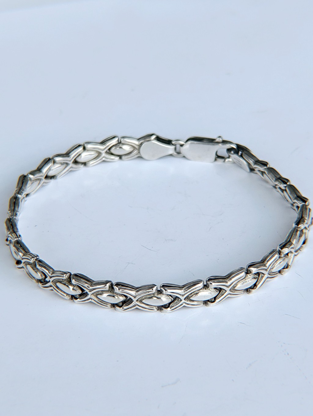 Textured Link Italian Sterling Silver Bracelet
